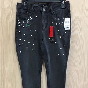 Earl Skinny Ankle Jeans Embellished Black NWT Sz 6